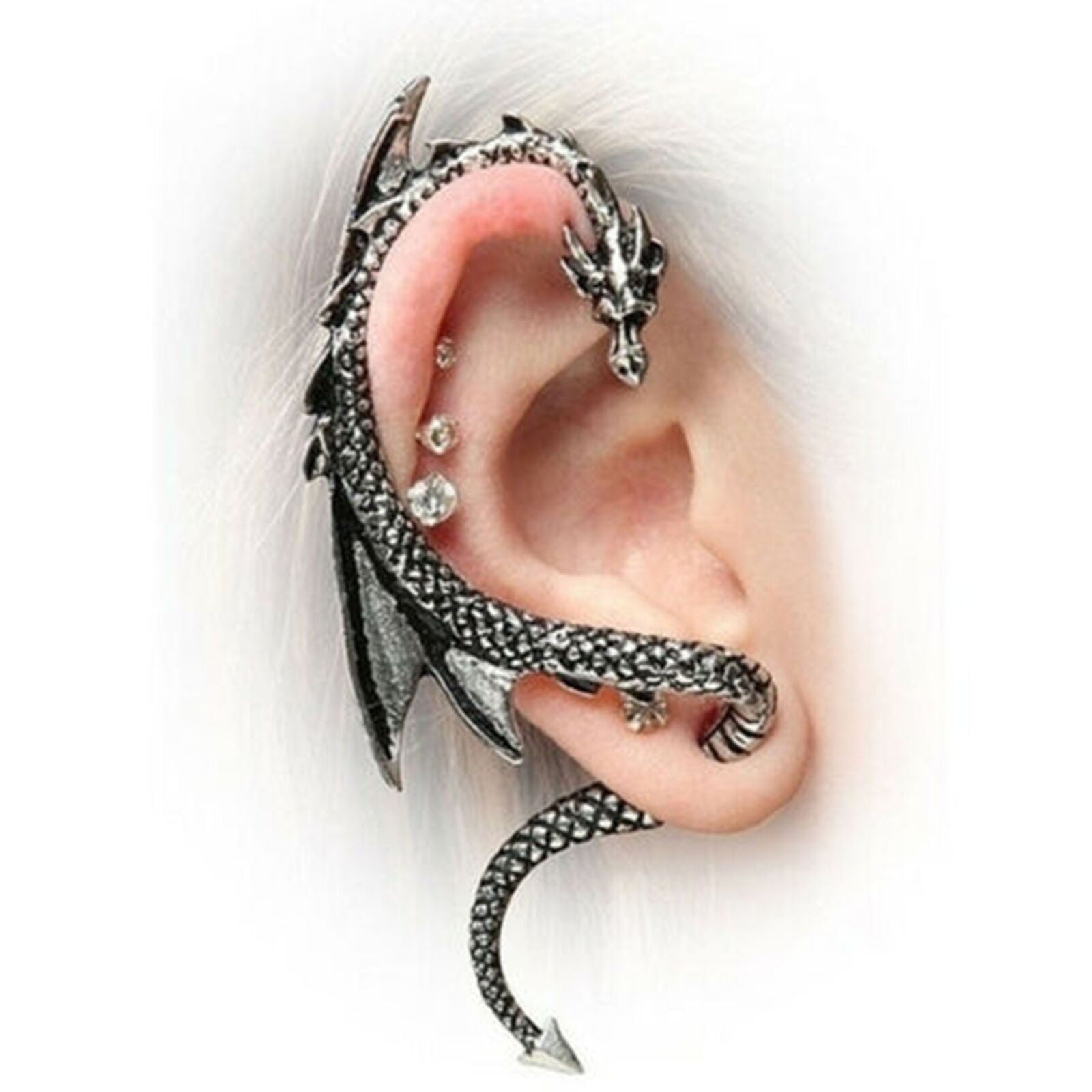 Gothic Punk Rock Crystal Clip Ear Cuff Stud Wrap Earring Fashion Women Jewelry