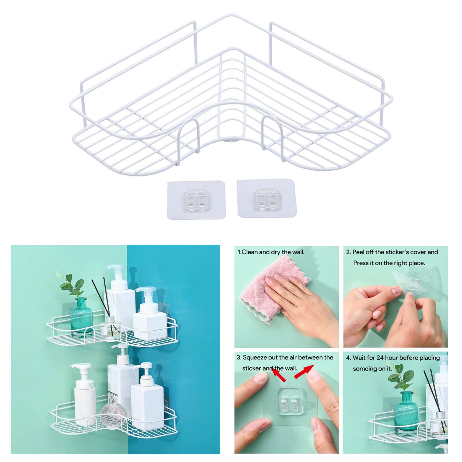 Corner Shower Caddy Shampoo Storage Organizer for Shower, Toilet, Bathtub, Dorm