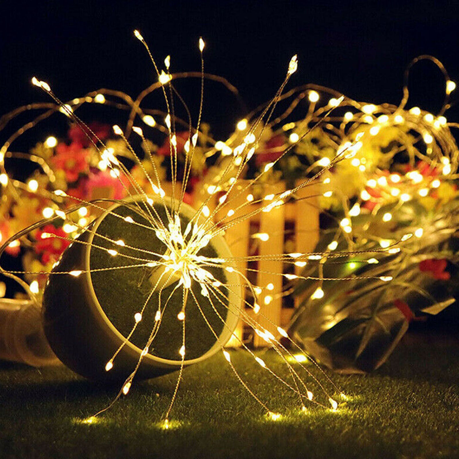 Warm White LED Firework Star Xmas Copper Strip Fairy Light Wedding Party Hanging