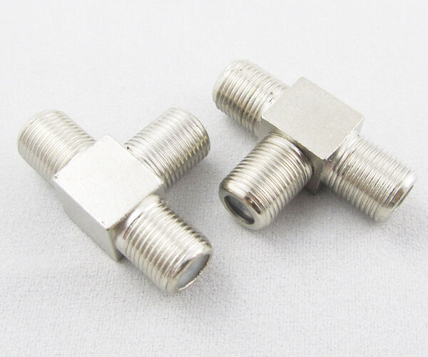 50pcs F type Triple 3 Female Jack F/F/F Adapter Connector T-Adapter