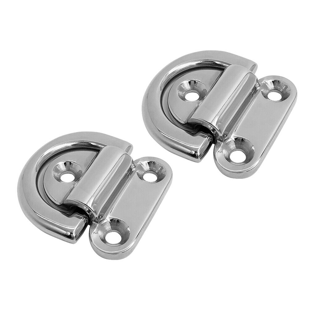 2pcs Folding Pad Eye Lashing D Ring Tie Down Anchor Point Marine Trailer