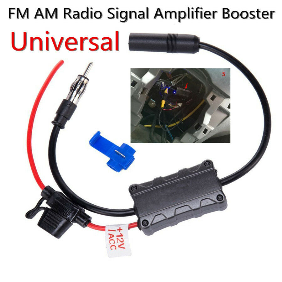 Auto Car FM AM Radio Stereo Antenna Signal AMP Amplifier Booster Strengthen 12V