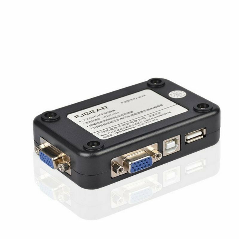 New 2-Port USB 2.0 KVM Switch Mouse/Keyboard/VGA Video Monitor 200MHz 1920x1BDA