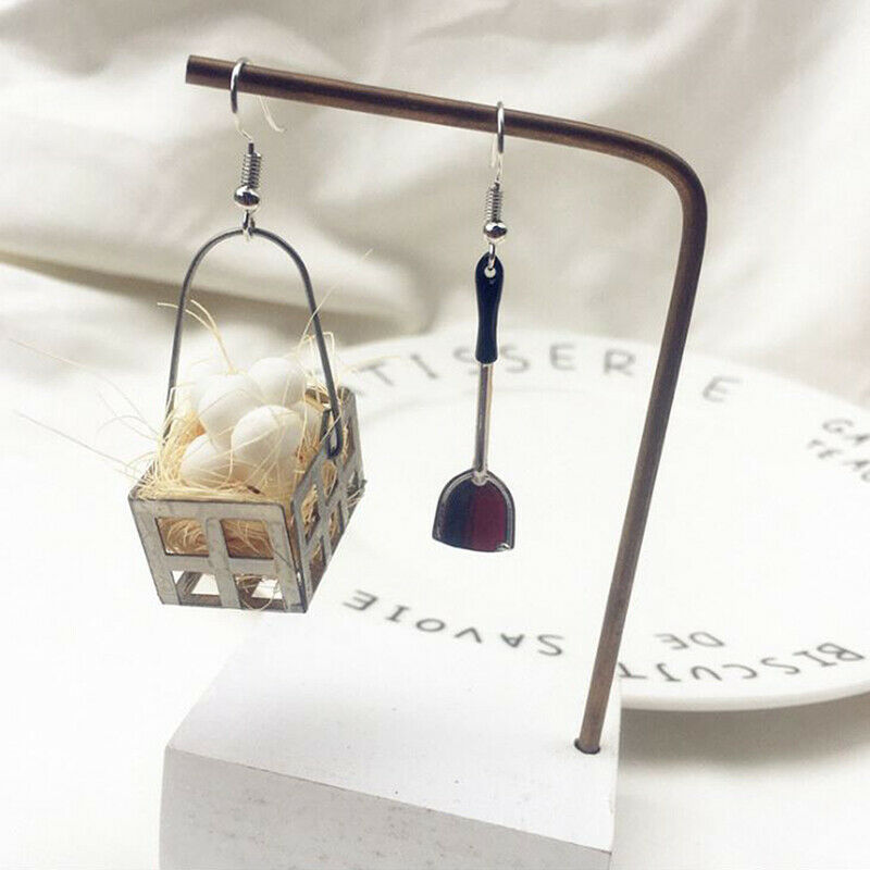 Fashion Women Asymmetric Fried Egg Pan Shovel Drop Dangle Earrings Jewelr.l8
