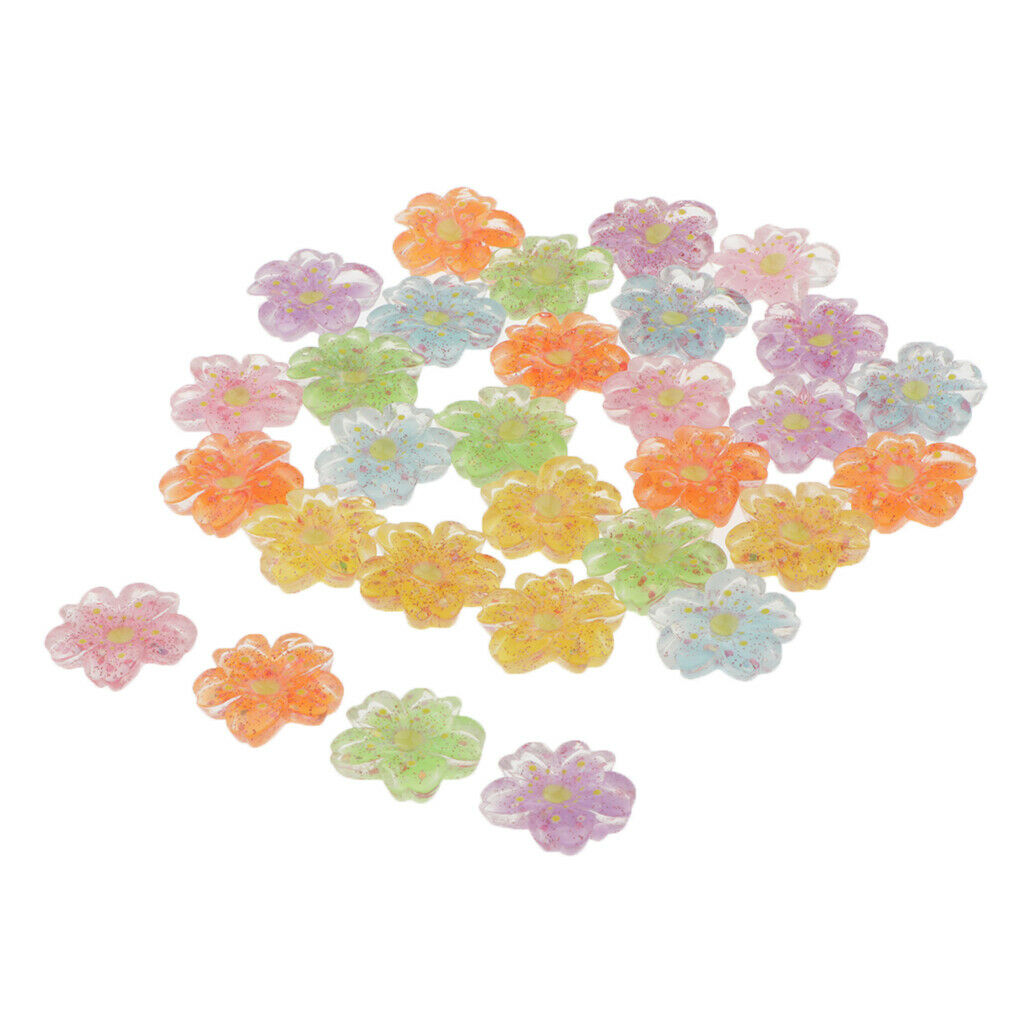 30 Pieces Flower Shape Plastic Flatback Cabochon Beads Cardmaking 20x20mm