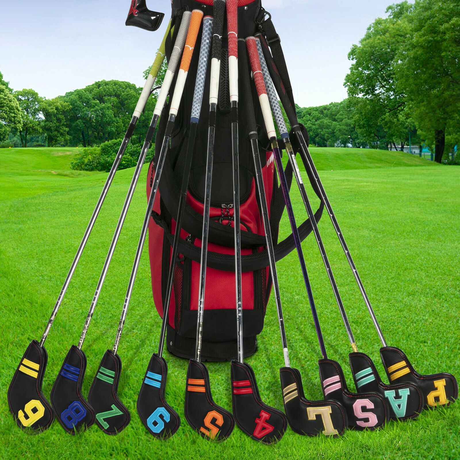 11x Golf Iron Headcover Club Head Cover Protector Colorful Number Guard Cases