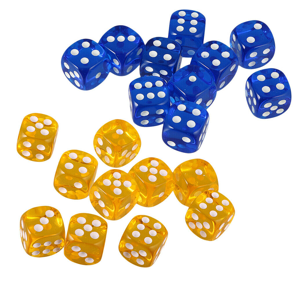 20 Piece 6 Sided Gaming Dice Set, 16mm Round Corner Dice for Playing Games, Such