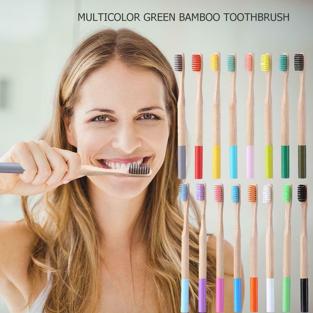 16pcs Color Bamboo Toothbrush Soft Bristle Anti Bacterial Cleaning Teeth Brush