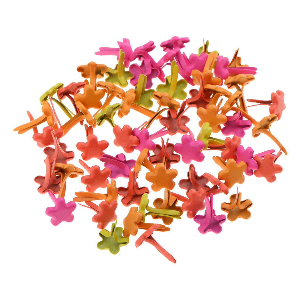 200x Heart Flower Metal Brads Paper Fasteners Decorative Brads for DIY Craft