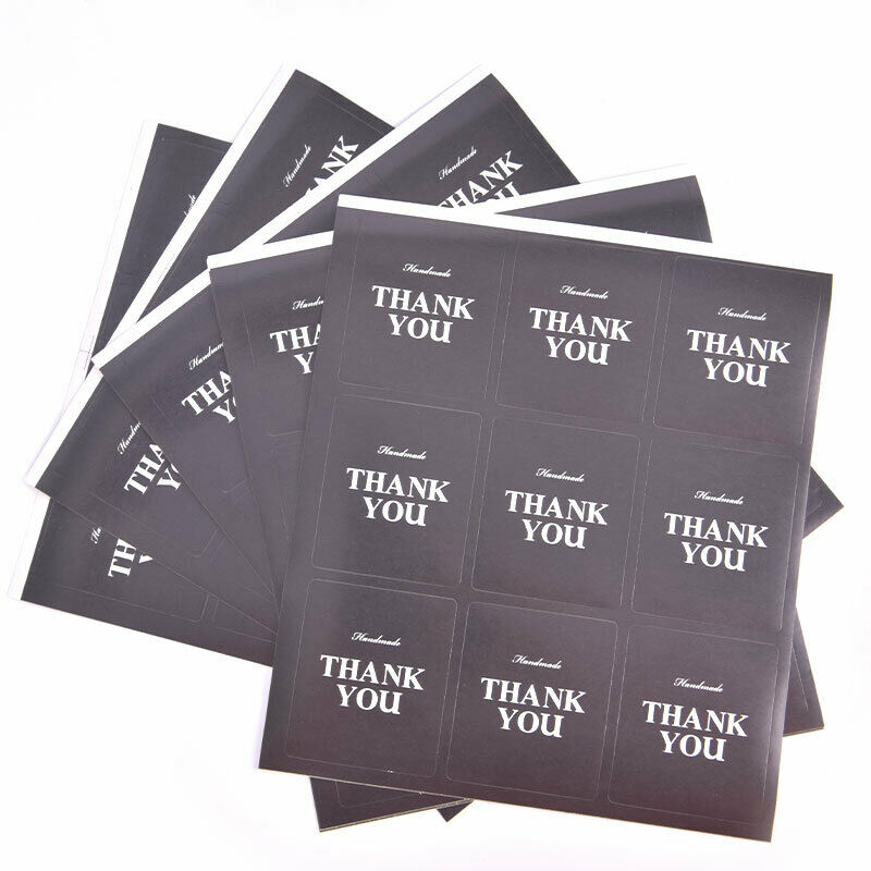 90Pcs Rectangle Black Handmade Thank You Cake Packaging Sealing Kraft Sti.l8