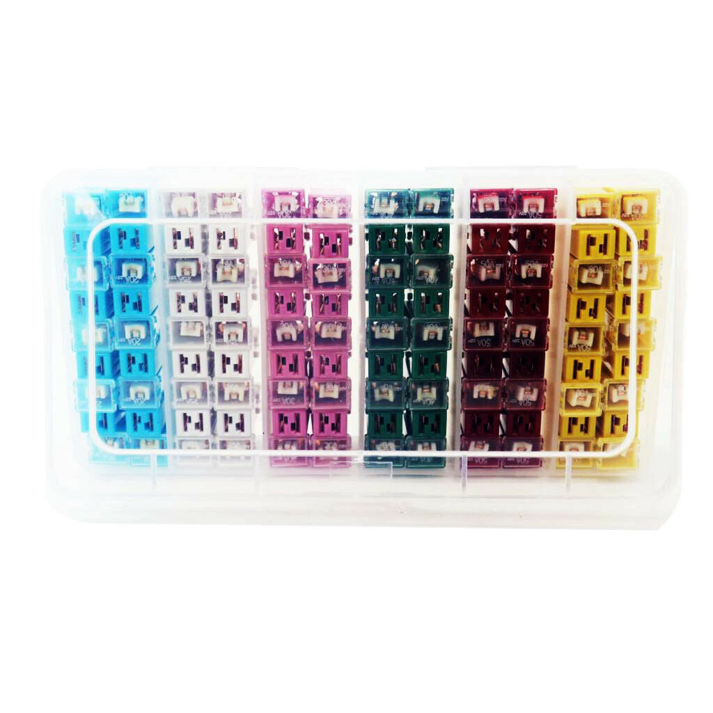 108x Durable JCASE Box Shaped Fuse Kit 20A 25A 30A 40A 50A 60A 32V F2830-Z