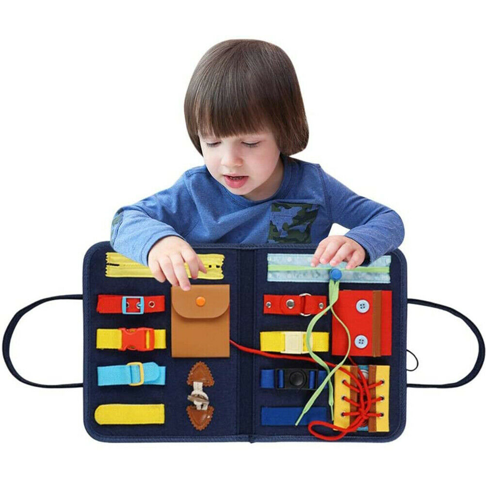 Baby Kids Basic Skills Activity Board Educational Toys Learn To Dress Busy Board