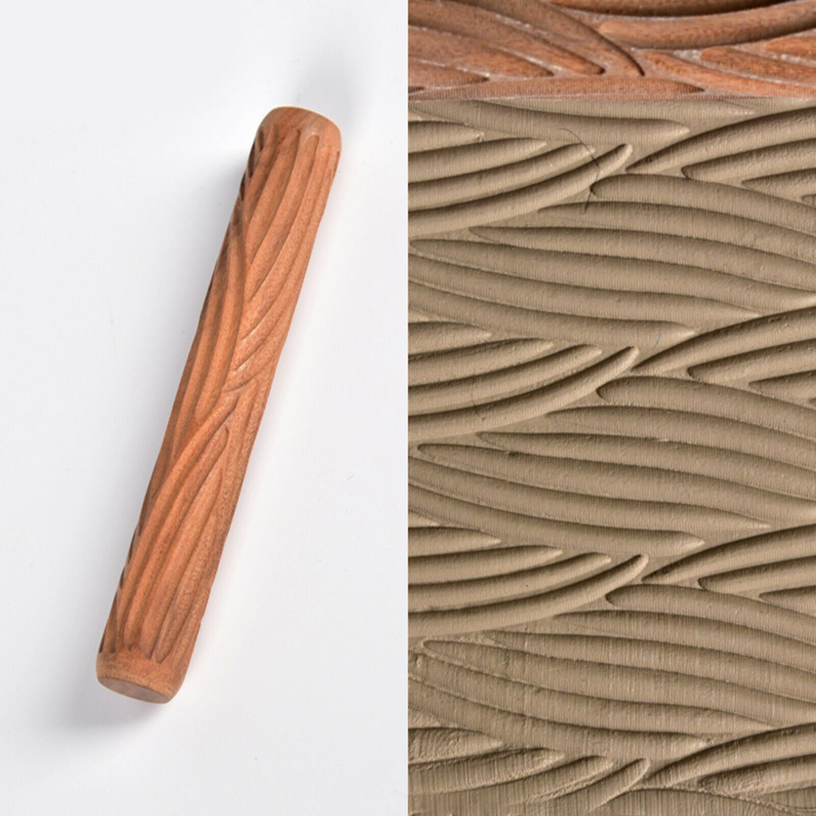 5 Pieces Pottery Pattern Roller Clay Modeling Handle Patterns Rolling Carved