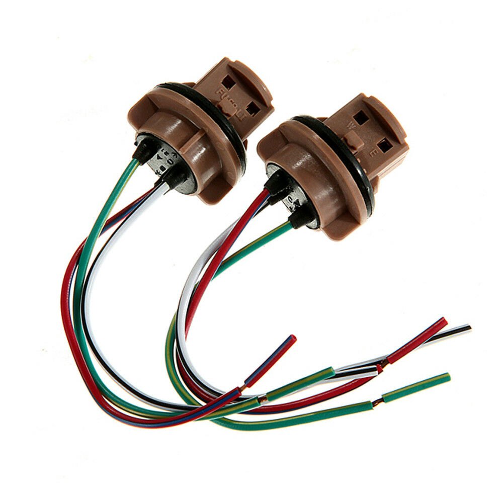2Pcs 7443 Bulb Socket Brake Turn Signal Light Harness Wires LED Pig Tail Plug
