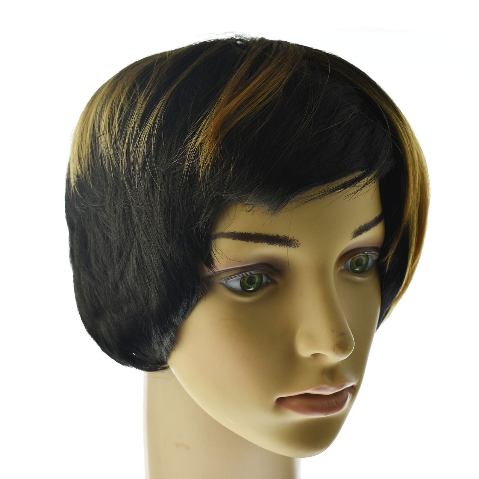 Fashion Pixie Hair Full Wig Natural Short Cut Wavy Ombre Black Modern Style
