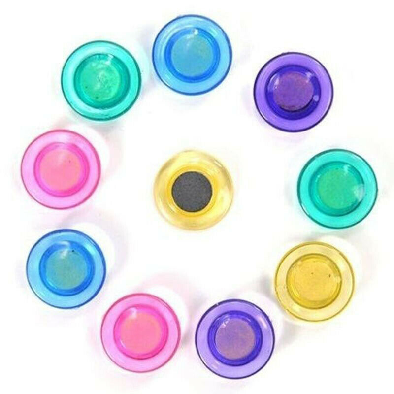 10 Strong Memo Magnets Pack Set Colours Fridge Notice Board Free Round Circle