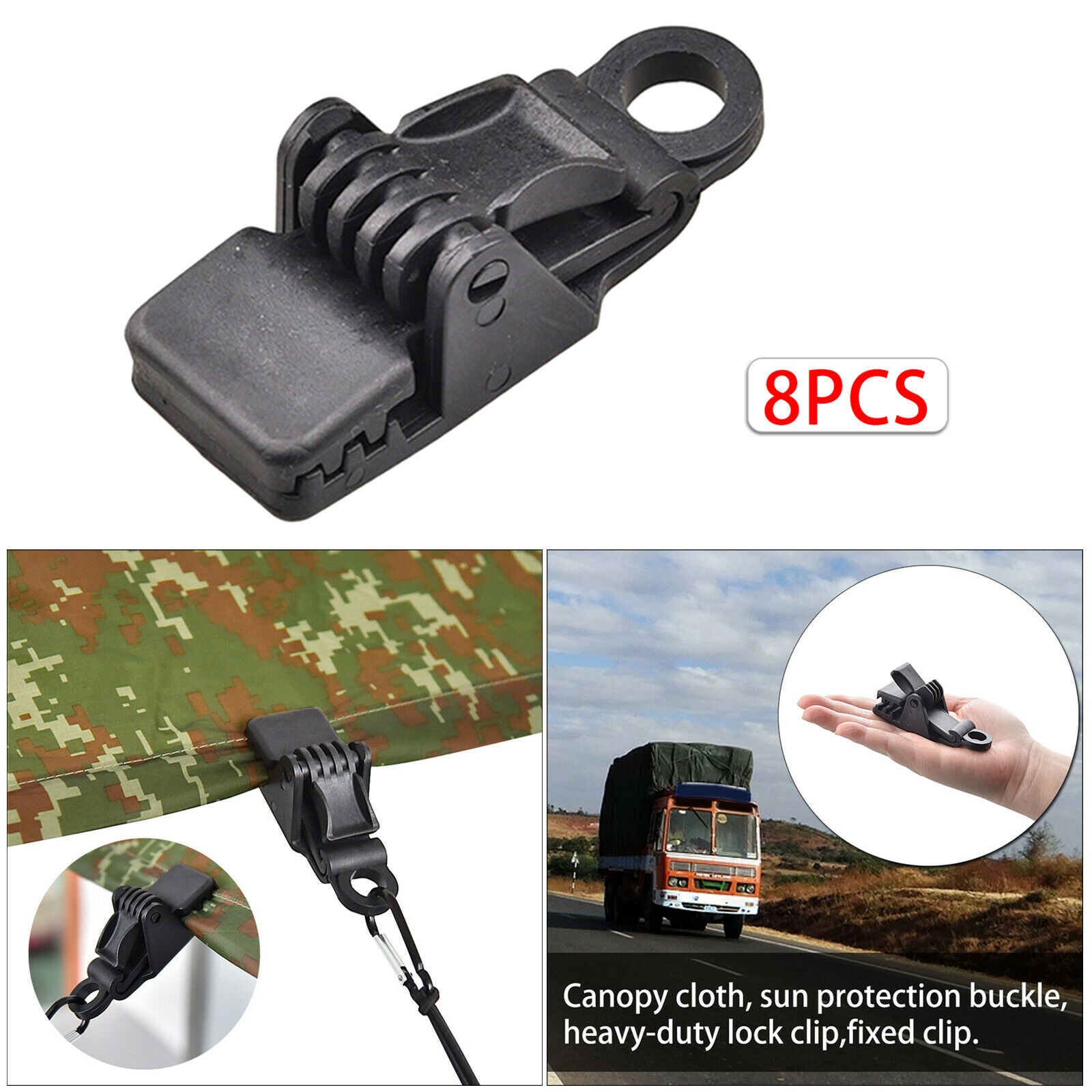 8Pcs Durable Tarp Clips Awning Tent Snaps Outdoor Camping Hiking Boat Cover