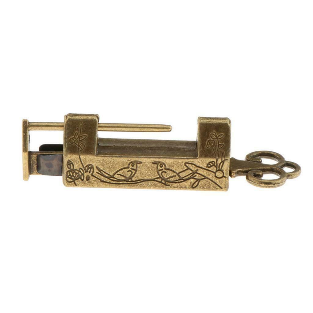 Chinese Ancient Padlocks with Keys Lock Key Set for Jewelry Box Flower Birds