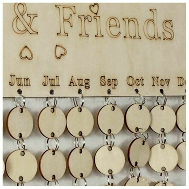 1X(Family&Friends Hanging Calendar Wooden Board Birtay Reminder Plaque Home 9Y5)