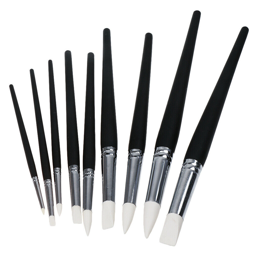 9pc Silicone Rubber Shapers Painting Brush Polymer Clay Sculpting Modelling Tool