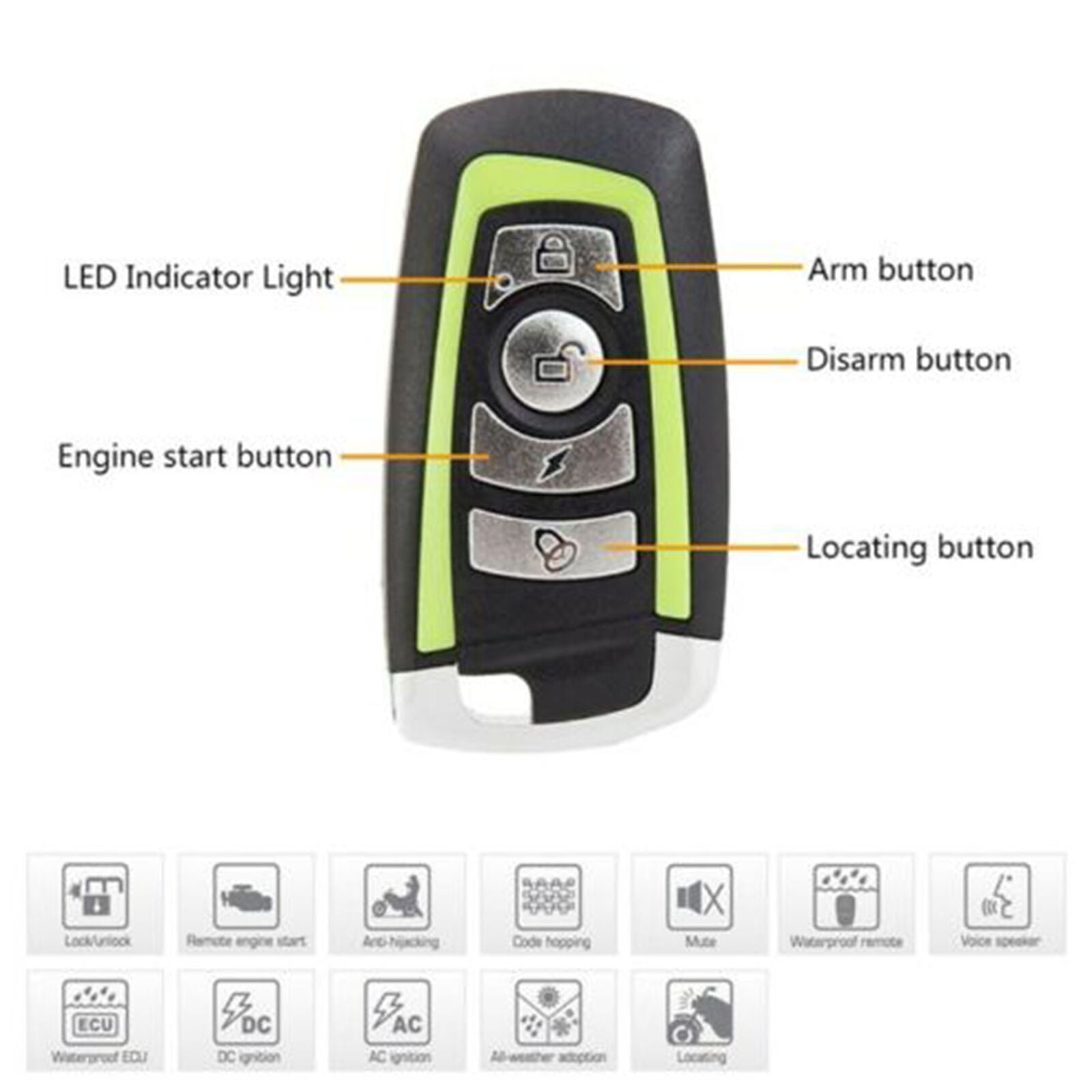 Motorcycle Scooter Security Alarm System Anti-theft Remote Control Engine Start