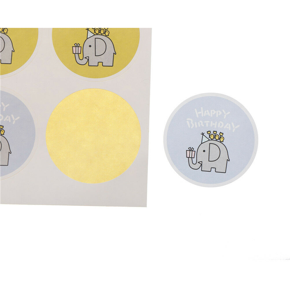 40x/5 sheets elephant happy birthday packaging seals stickers label cut.l8