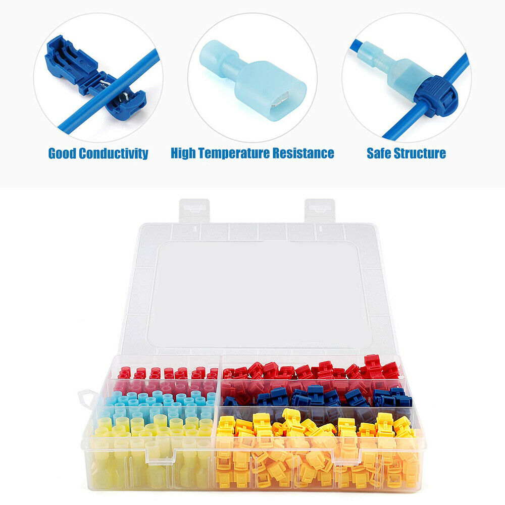 240Pcs 22-10 AWG Insulated T-Tap Quick Splice Combo Wire Terminal Connectors Kit