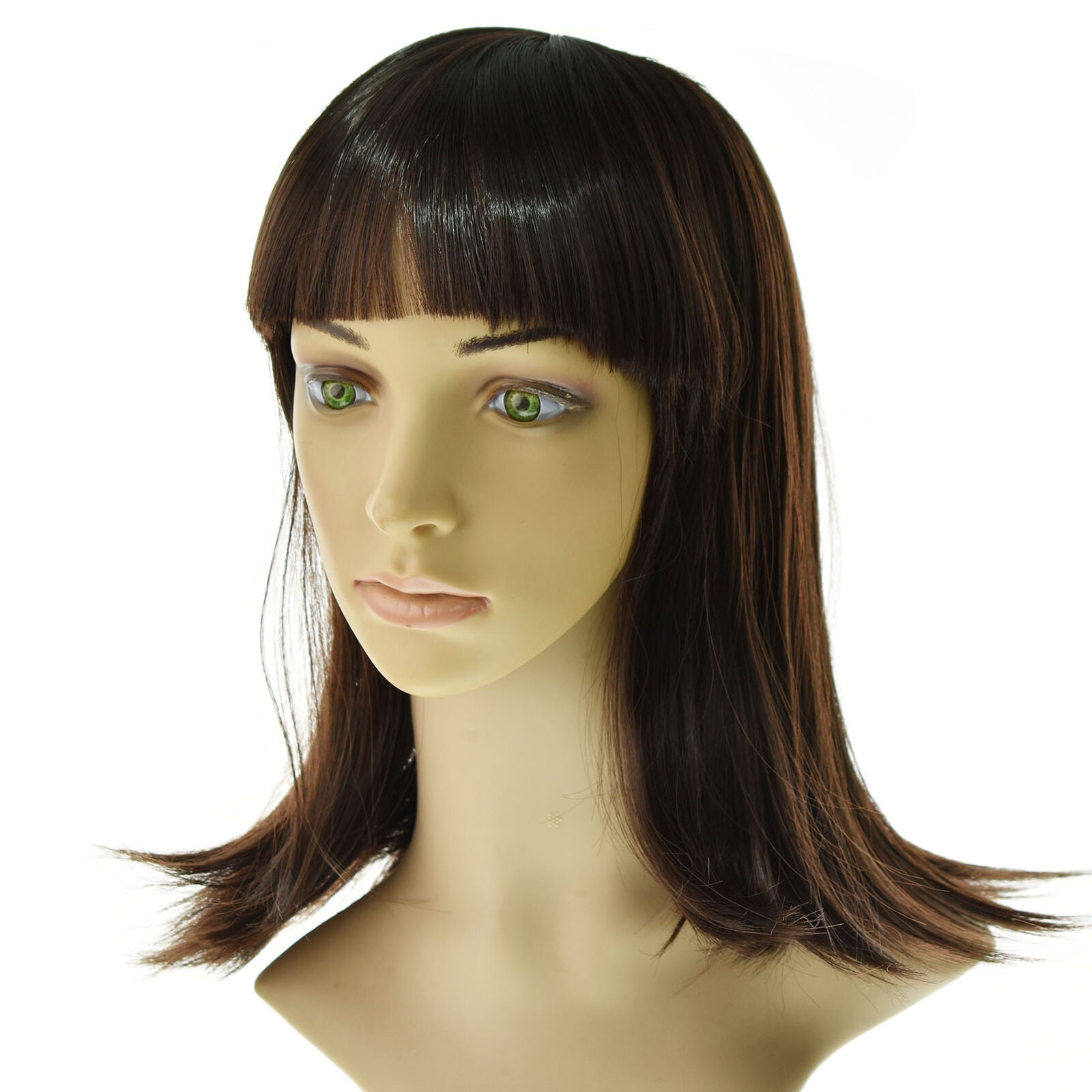 Fashion Element Brown Wigs with Side Bangs Heat Resistant Party Wigs for Women