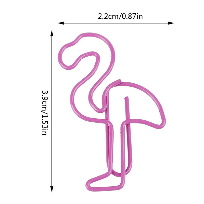 12pcs Cute Flamingo Bookmark Paper Clip Hollow Metal Binder Office Suppli.l8
