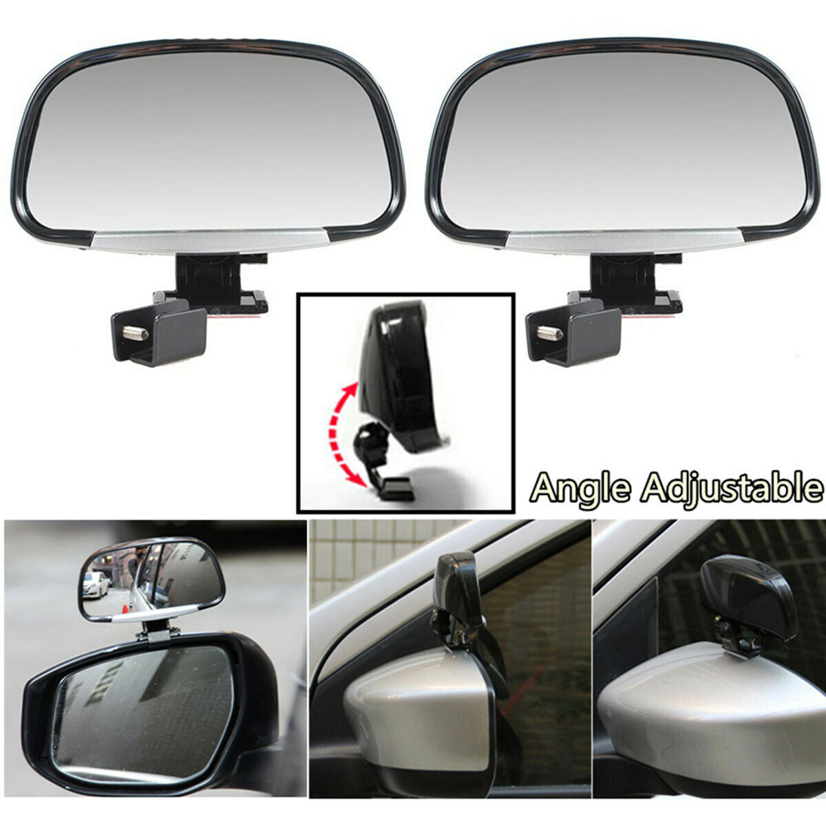 Universal 180 Degree Adjustable Car Blind Spot Side Rear View Wide Angle Mirrors