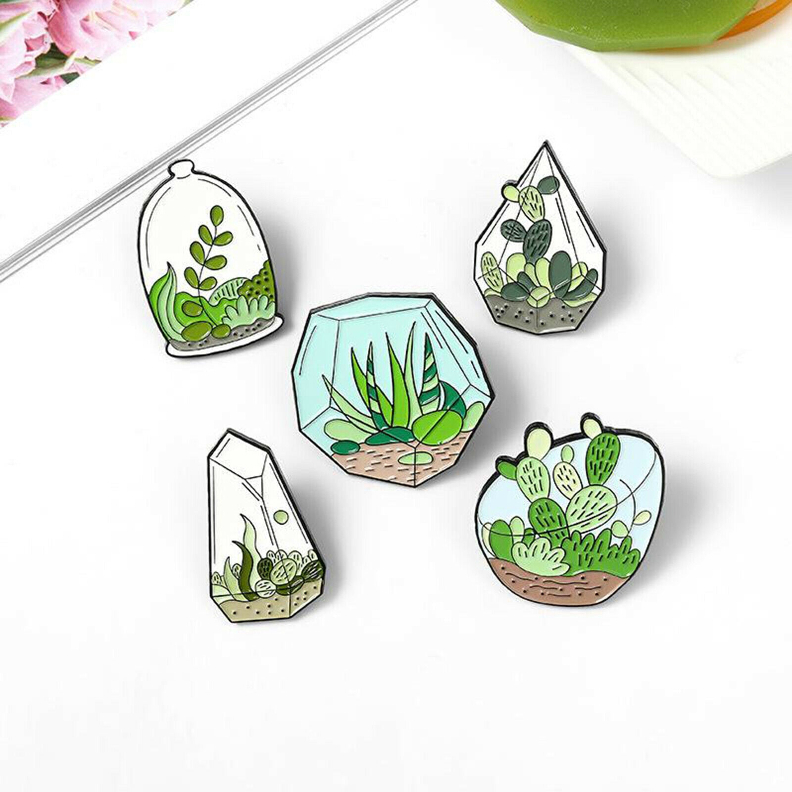 5pcs/set Novelty Brooch Pins Sweater Shawl Shirts Dresses Plant Potted Type