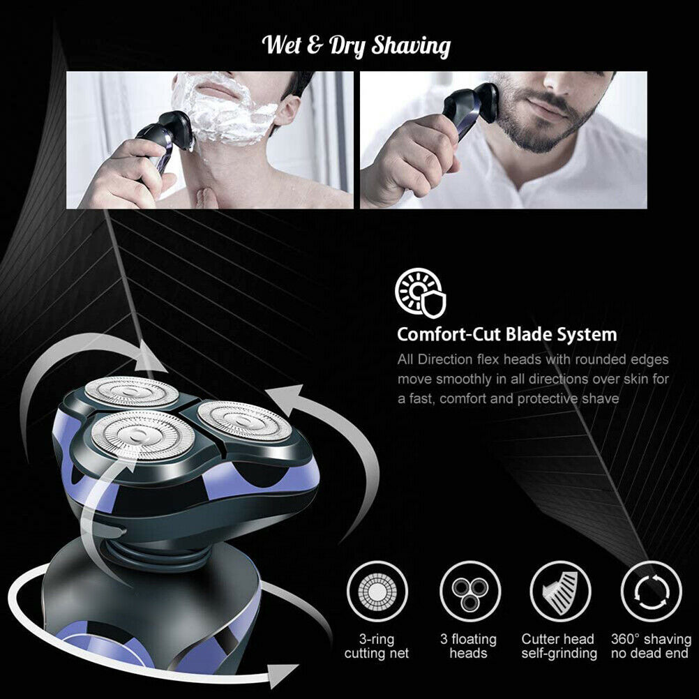 Men's 4D Electric Shaver Cordless Hair Trimmer Rotary Head Shavers Beard Trimmer