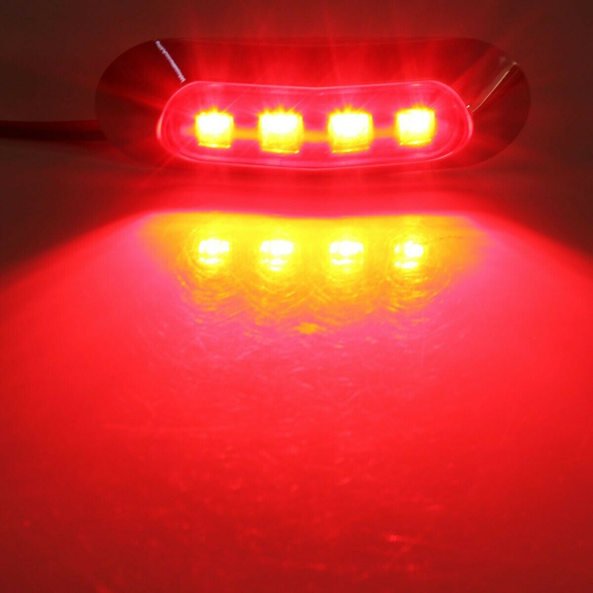 2pcs 3.5" Red Side Marker Clearance Light 4LED w/Chrome Bezel for Freightliner