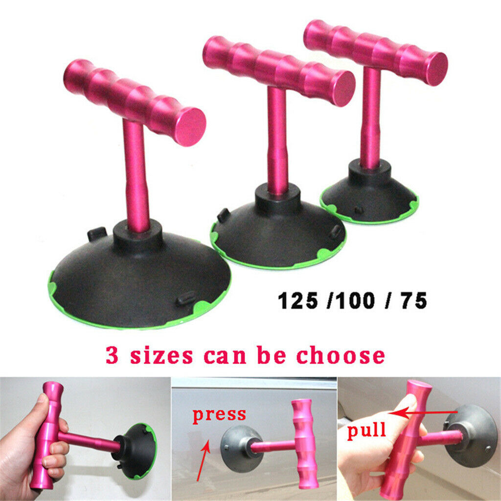 Car Paintless Dent Repair Removal Tool Kit Lifter T-Bar & 3x Suction Tabs