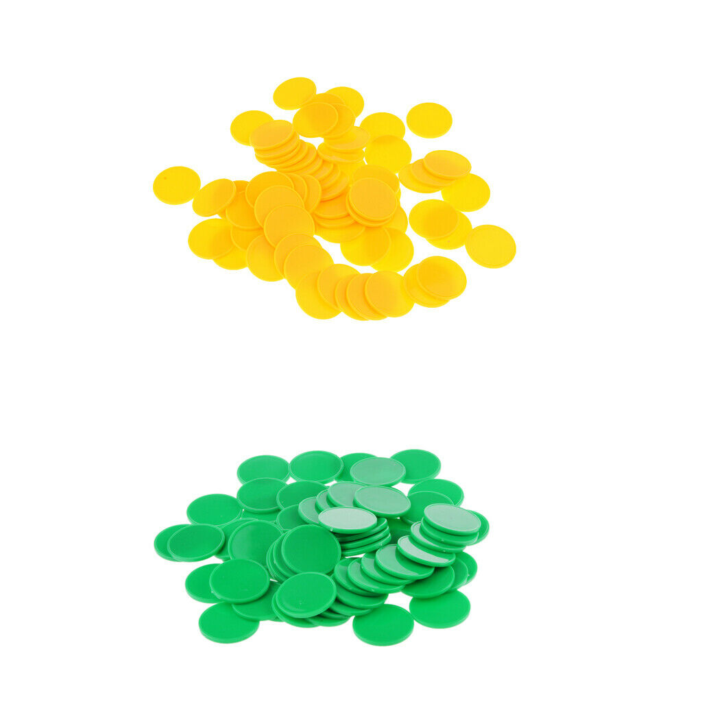 Portable 2 Set/200pcs Yellow+Green Plastic Bingo Markers Tokens for Kids Toys