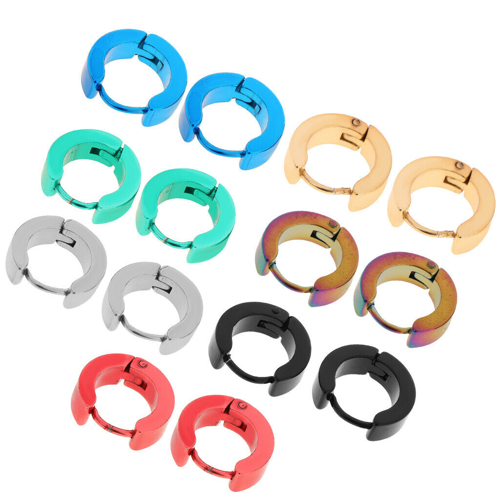14x Multicolor Simple Huggie Hoop Earrings Men Women Party Punk Jewelry