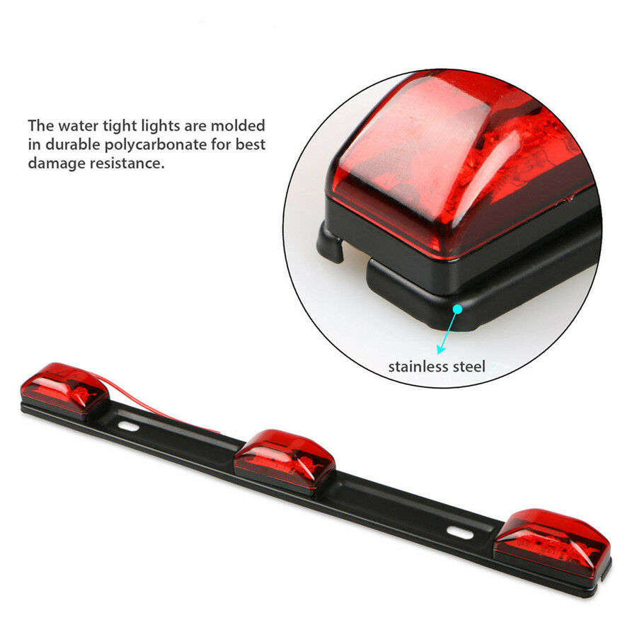 14" Truck Trailer Side Marker Taillight Red LED Light Strip Lamp Bar Waterproof
