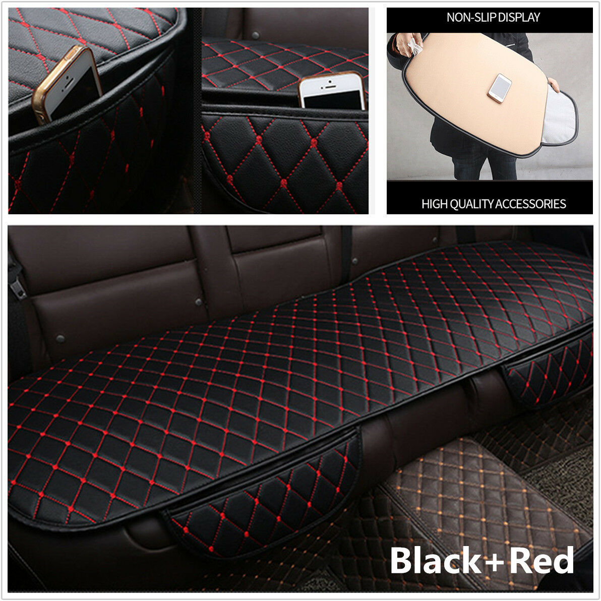 1Pcs PU Leather Car Back Seat Cover Cushion Four Season Car Interior Accessories
