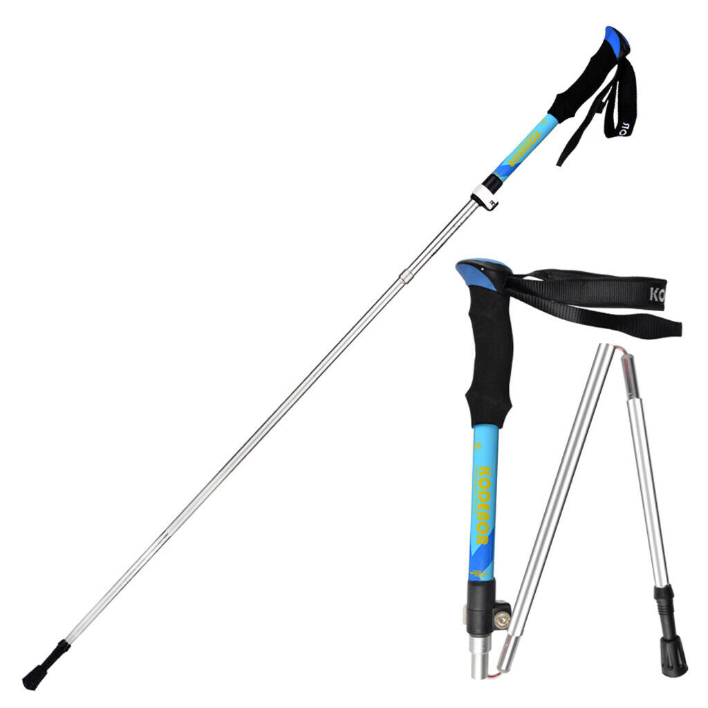 Telescopic Trekking Hiking Walking Sticks Poles Alpenstock Blue