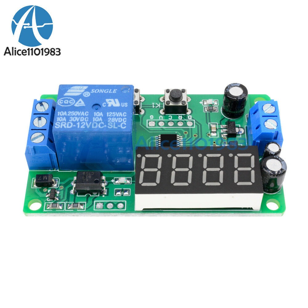 Digital LED Display Automation Delay Relay  Switch Module Timer Control DC 12V