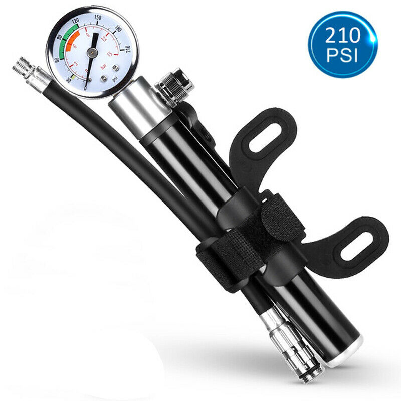 Portable Bicycle Cycling High Pressure Pump Mountain Bike Tool w/ Pressure Gauge