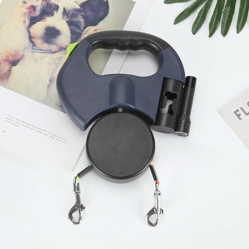 Retractable Dual Double Pet Leash Rope Zero Tangle Walk For Two Dog Adjustable