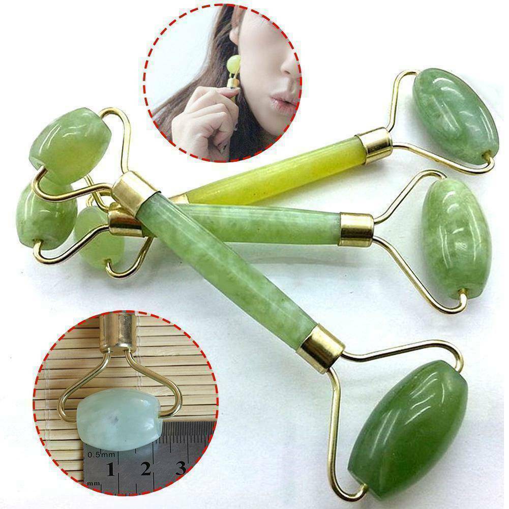 Natural Rose Quartz Facial Jade Stone Roller Beauty Massage Tool Face Massager@.
