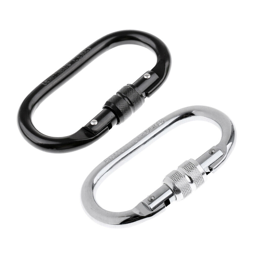 2 Pieces 25KN O-Shaped Screw Lock Carabiner For Climbing Hiking Yoga Hammock