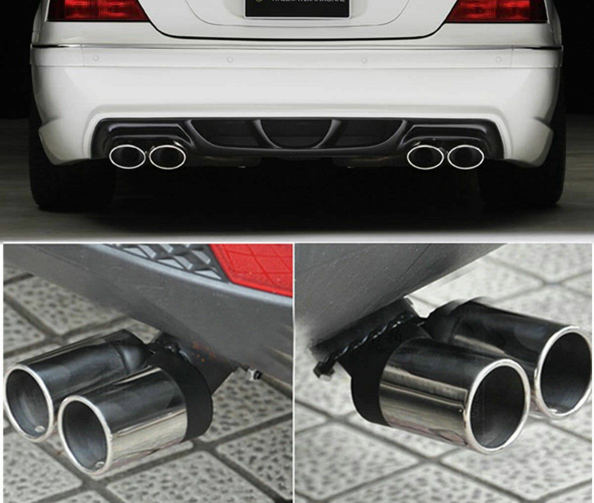 Twins Rear Bent Stainless Steel Car Exhaust Dual Pipe Chrome Tail Muffler Tip