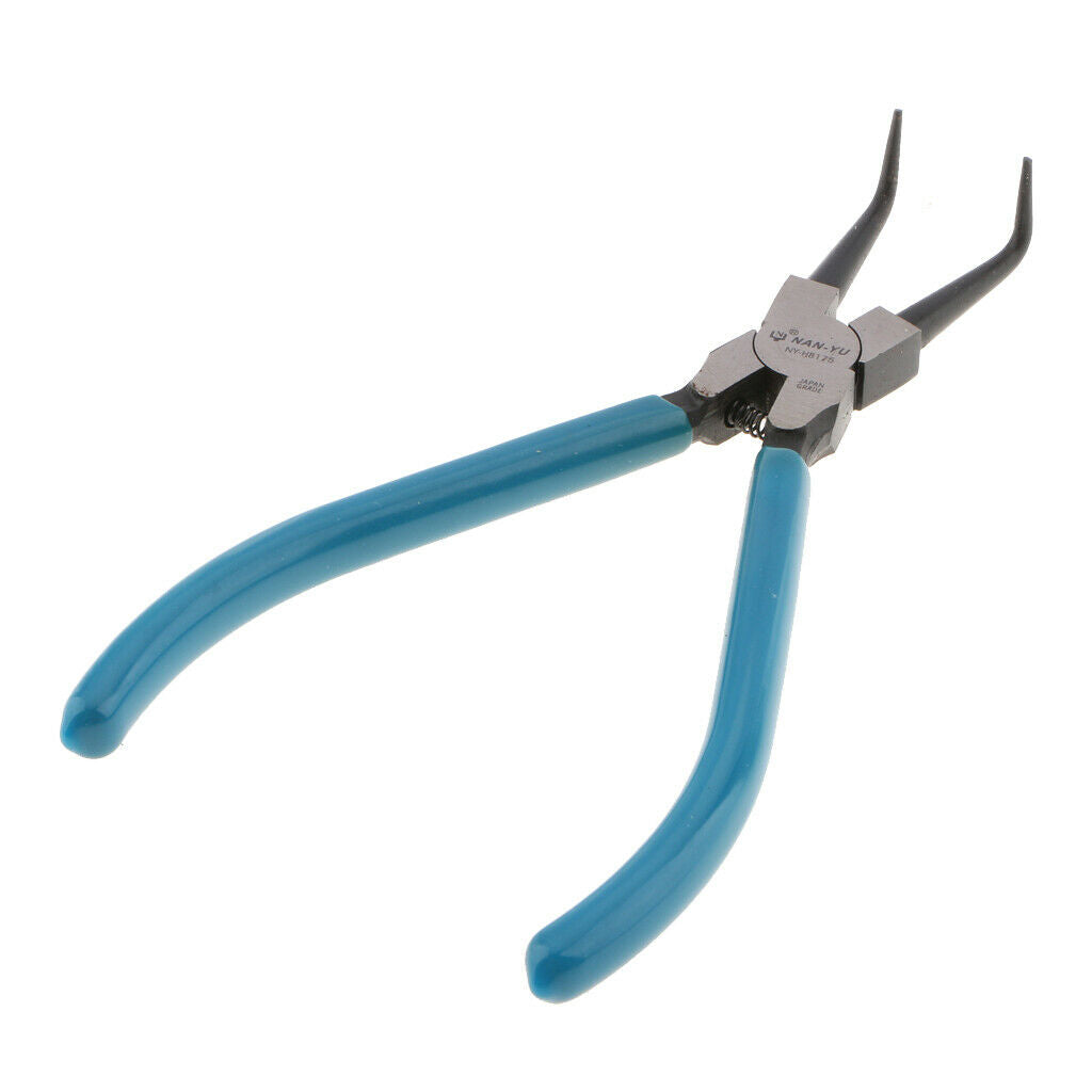 BLUE Bent External Circlip Pliers - 225x80mm/8.86x3.15inch, Heavy Duty