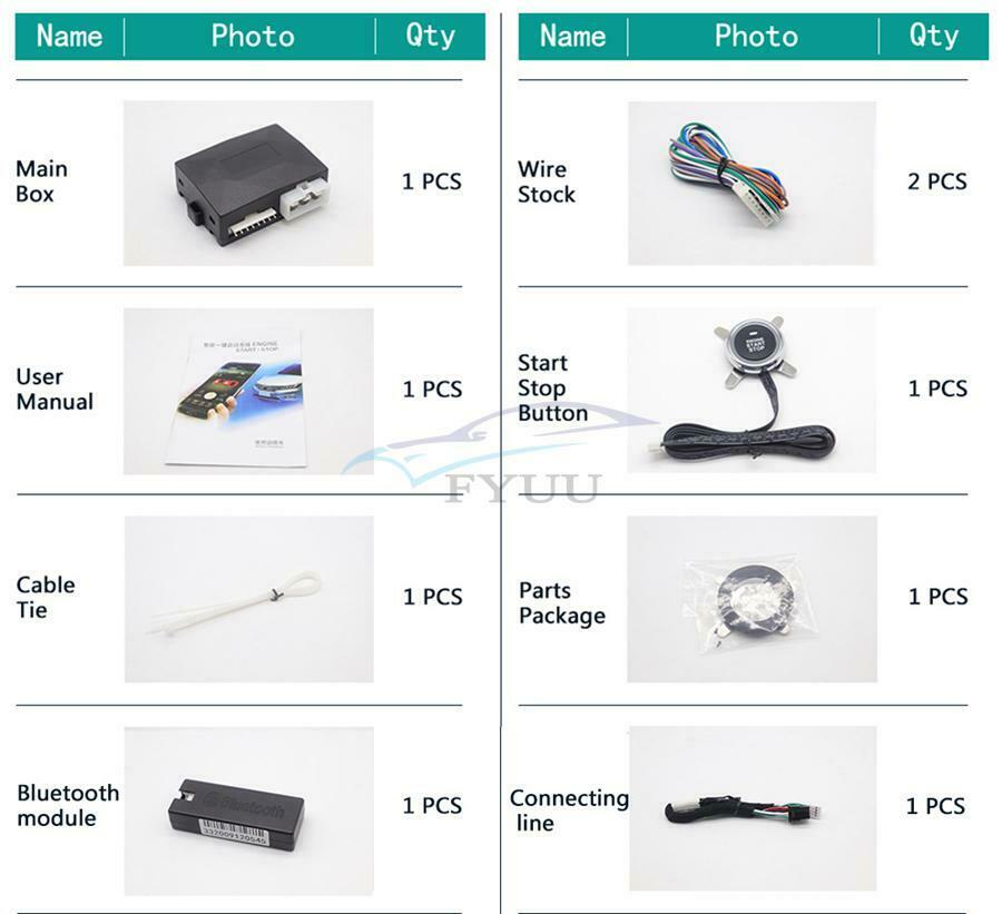 1Set Car Phone And Remote Control Engine Start One-Key Engine Button Locking Kit