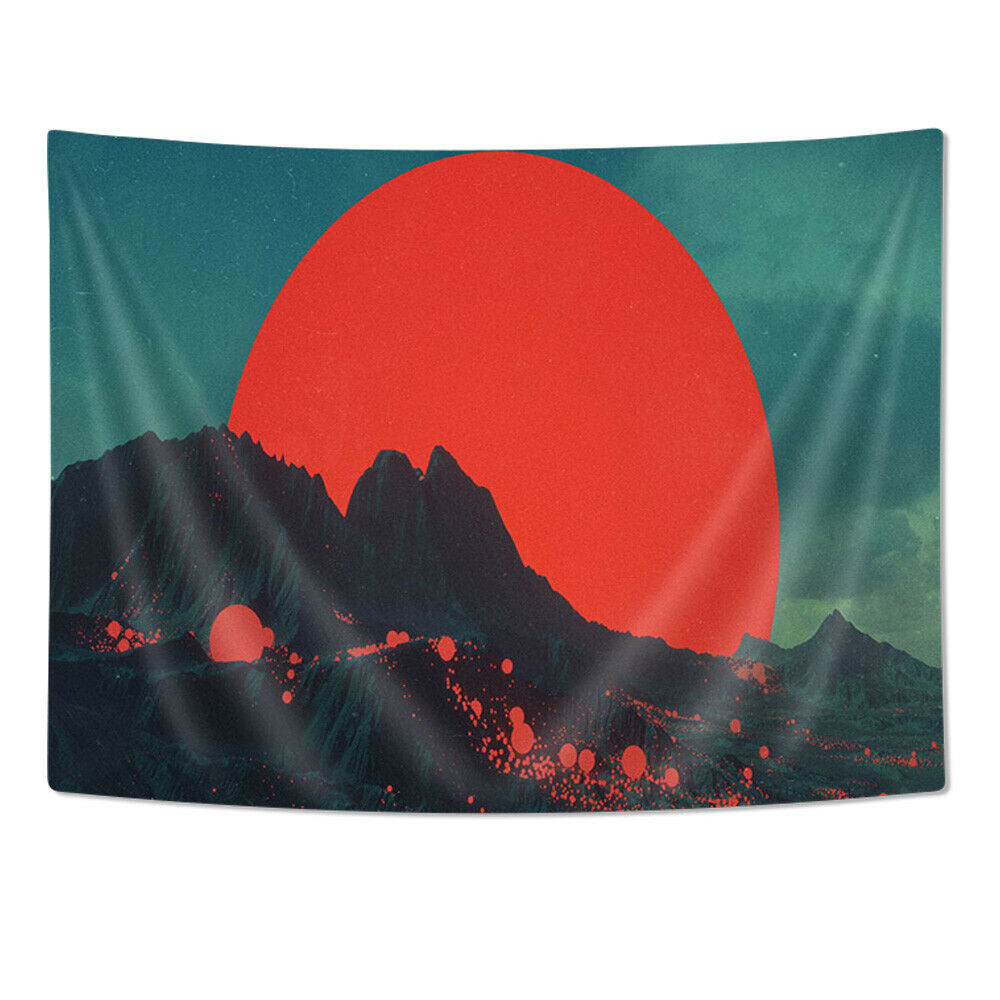 36x24" Red Sun and Mountain Tapestry Wall Hanging Blanket Wall Art