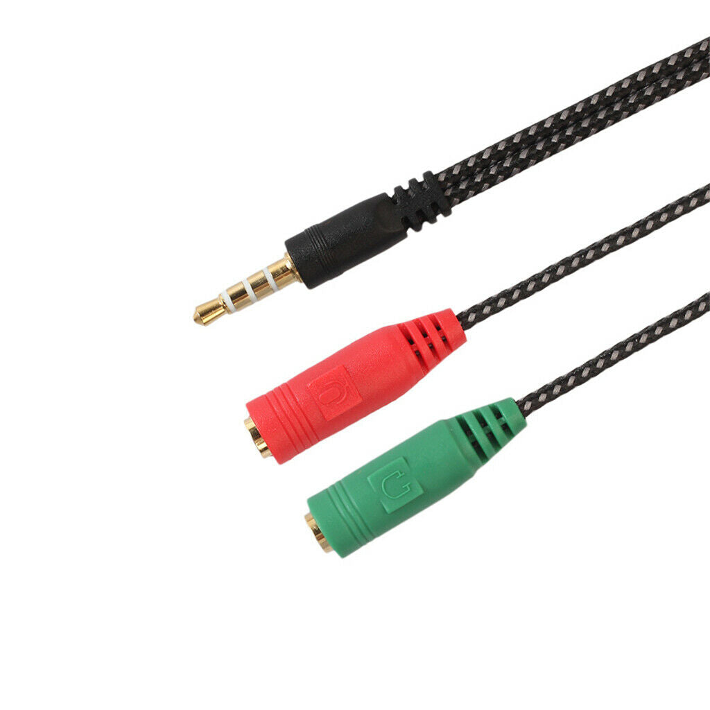 2x 3.5mm Audio AUX Mic Splitter Headphone Adapter 1 Male Jack to 2 Female