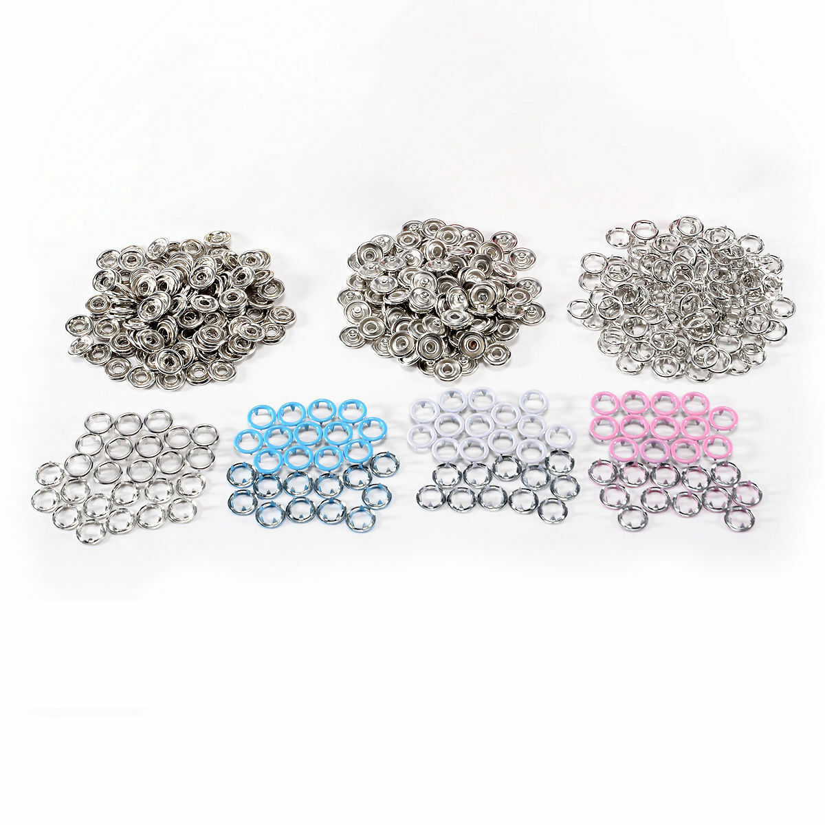 100 Sets Prong Open Ring Press Studs for Making Dummy Clips 4 Colors
